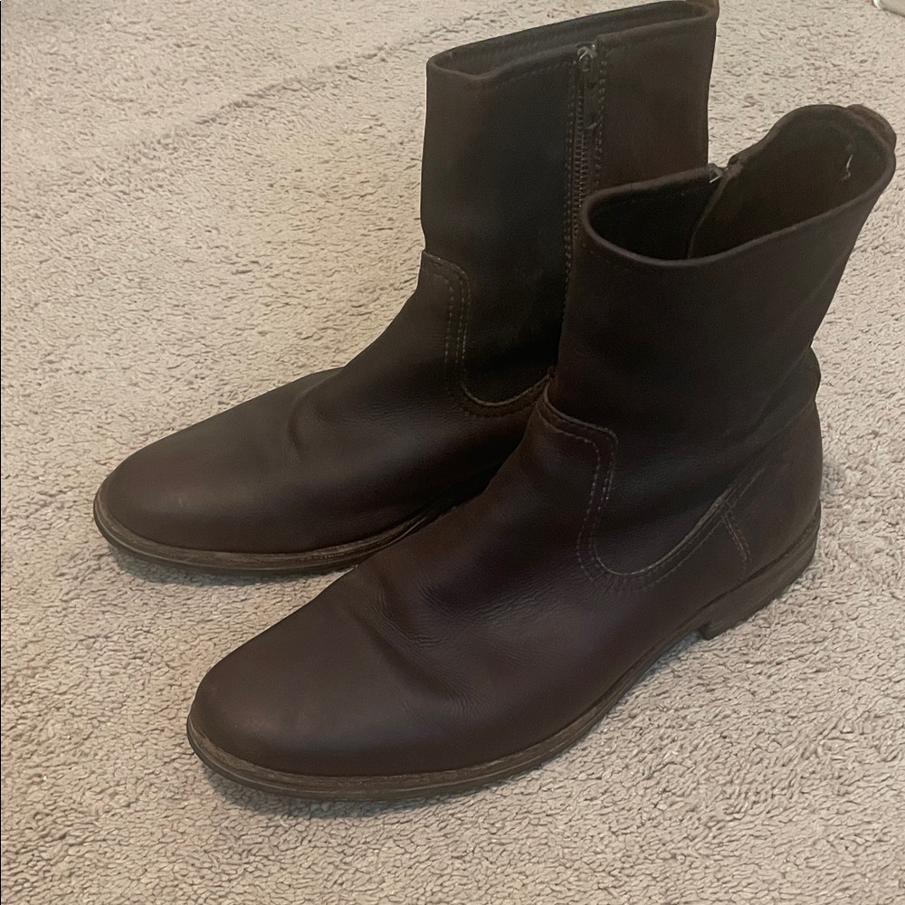 Frye Oscar Size Zip Brown Leather Boots Size 12 D